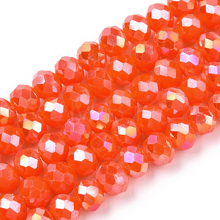 Electroplate Glass Beads Strands EGLA-A034-P8mm-B23-1