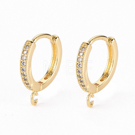 Brass Micro Pave Clear Cubic Zirconia Hoop Earring Findings X-ZIRC-S068-009A-NF-1