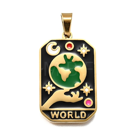 Tarot 304 Stainless Steel Enamel Pendants STAS-M119-09H-G-1