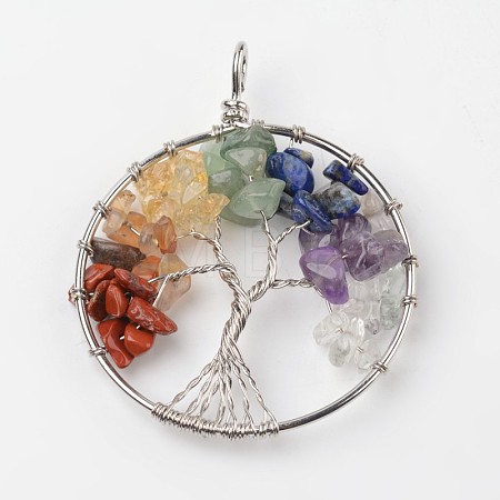 Tree of Life Mixed Stone Big Pendants X-G-L455-D05-1