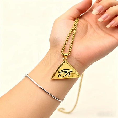 304 Stainless Steel Triangle with Eye of Ra Pendant Necklaces WG6AD07-02-1