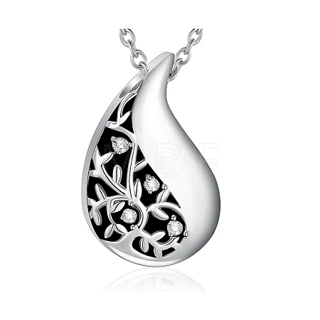 304 Stainless Steel Cremation Box Pet Memorial Pendant Cable Chain Necklace PW-WGD4062-01-1