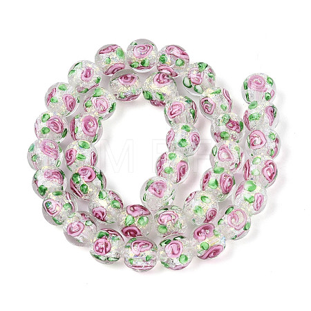 Handmade Foil Lampwork Beads Strands FOIL-T008-05B-1