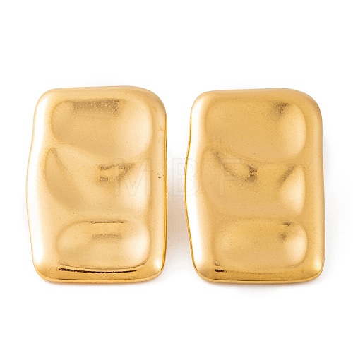 Ion Plating(IP) Rectangle 304 Stainless Steel Stud Earrings for Women EJEW-L272-020G-1