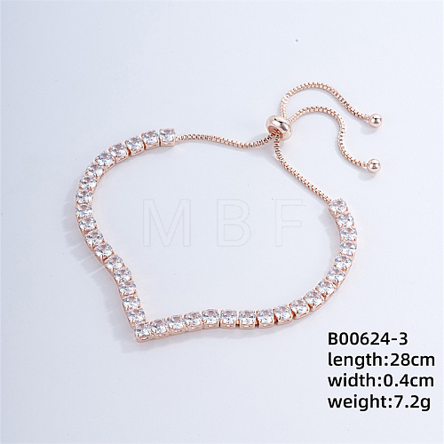 Brass Crystal Rhinestone Box Chain Slider Women's Bracelets UC5673-3-1