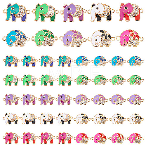   50Pcs 10 Colors Alloy Crystal Rhinestone Connector Charms PALLOY-PH00022-25-1