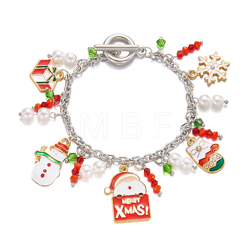 Christmas Alloy Enamel Charm Bracelets PO3722-4-1