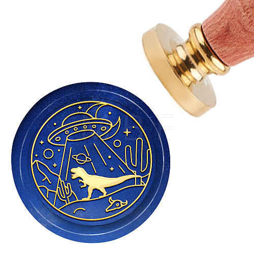 Brass Wax Seal Stamp with Handle AJEW-WH0184-0270-1