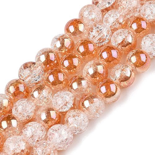 Electroplated Crackle Glass Beads Strands X-EGLA-N014-6mm-01-1