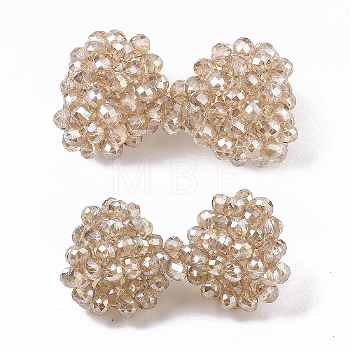 Plating Acrylic Woven Beads PACR-R247-04A-1