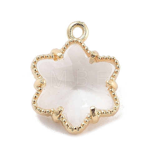 Brass Inlay Clear Glass Pendants KK-Z061-05G-1