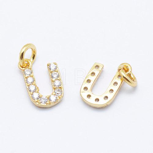 Brass Micro Pave Grade AAA Cubic Zirconia Charms ZIRC-P067-11G-U-NR-1