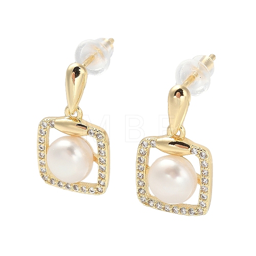 Natural Pearl Ear Studs EJEW-P285-07G-1