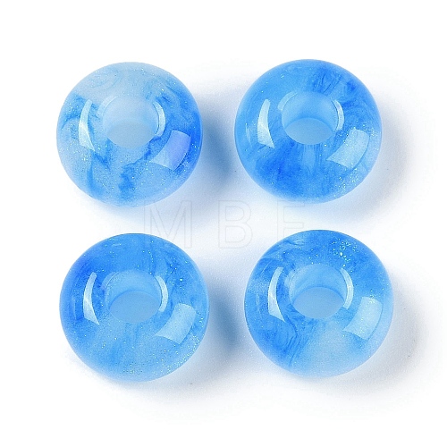 Resin European Beads with Glitter Powder RESI-F055-07H-1