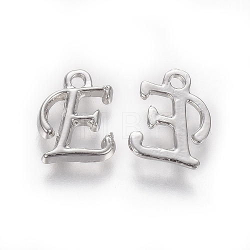 Rack Plating Alloy Alphabet Charms PALLOY-G255-P-E-1