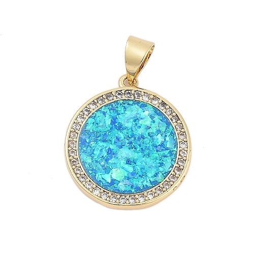 Brass Micro Pave Cubic Zirconia Pendants KK-I723-39G-1