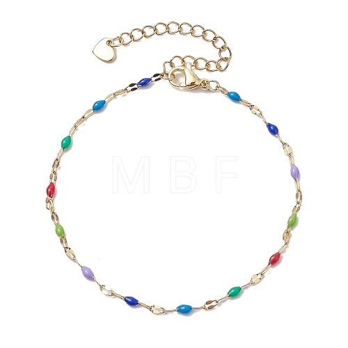 304 Stainless Steel Enamel Link Chains Bracelets for Women BJEW-JB10326-1