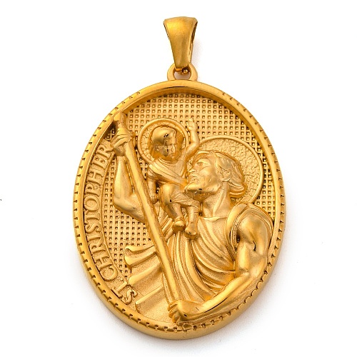 Religion Golden Tone 304 Stainless Steel Pendants STAS-K289-01G-05-1