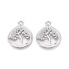 304 Stainless Steel Teardrop with Tree of Life Pendants STAS-T067-35P-1