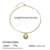 Leopard Print 304 Stainless Steel Enamel Geometric Pendant Necklaces for Women WG63095-02-1