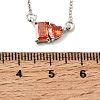 Brass Pave Cubic Zirconia Rectangle and Heart Pendant Cable Chain Necklaces KK-CBAB173-04P-11-5