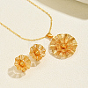 Vintage Brass Flower Stud Earrings & Pendant Necklaces Sets for Women YM9449-2
