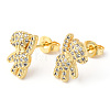 Clear Cubic Zirconia Bear Stud Earrings EJEW-R149-02G-1