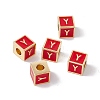 Rack Plating Brass Enamel Beads KK-B060-04G-03Y-3
