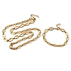 304 Stainless Steel Coffee Bean Chain Bracelet & Necklace Jewelry Sets SJEW-L199-19G-4