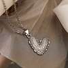 Brass Micro Pave Clear Cubic Zirconia Cable Chain Heart Pendant Necklaces for Women NJEW-C054-01P-1