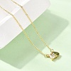 Brass Pave Cubic Zirconia Rectangle & Teardrop Pendant Cable Chain Necklaces KK-CBAB173-05G-10-2