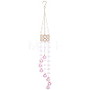 Flower Round Glass Beads Tassel Hanging Suncatchers for Window Garden Outdoor Decoration HJEW-WH20020-007B-1