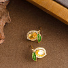 Lemon Brass Cubic Zirconia Stud Earrings FS-WGF100C-02-2