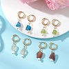 Natural Peridot & Apatite & Topaz & Lodolite Quartz Dangle Hoop Earrings EJEW-JE07246-1