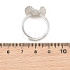 Flower Brass Micro Pave Cubic Zirconia & Enamel Cuff Ring Settings KK-CBAC351-06P-01-3