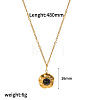 Natural Obsidian Flower Pendant 304 Stainless Steel Chain Necklaces for Women FS-WGE9101-05-1
