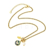 Brass Natural Paua Shell & Pearl Pendant 304 Stainless Steel Curb Chain Necklaces for Women NJEW-JN06258-02-3