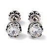 Crown 316 Surgical Stainless Steel Pave Clear Cubic Zirconia Ear False Plugs for Women Men EJEW-Z050-44B-AS-1