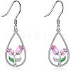 Alloy Enamel Teardrop & Tulip Dangle Earrings WG1F9CE-01-2