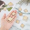 20Pcs 2 Styles Hollow Wooden Pendants WOOD-FH0001-98-3