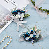 2Pcs 2 Style Silk Cloth Rose Flower Boutonniere Brooch & Wrist Corsage AJEW-CP0001-56-7