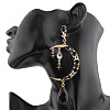 Moon with Teardrop Alloy Rhinestone Dangle Stud Earrings FS-WG3EB84-01-4
