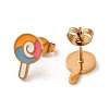 Ion Plating(IP) 304 Stainless Steel Stud Earrings with Colorful Enamel EJEW-Q783-04G-2