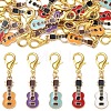 20Pcs 5 Colors Guitar Shape Alloy Enamel Pendant Decorations HJEW-YW00564-1