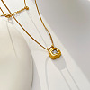 304 Stainless Steel Pave Clear Cubic Zirconia Geometric Pendant Necklaces for Women WG0942B-04-1