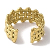 PVD Vacuum Plating 201 Stainless Steel Net Wide Open Cuff Rings for Women RJEW-C092-20G-3