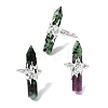 Natural & Synthetic Gemstone & Brass Cuff Rings for Women RJEW-G374-01P-6