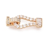 Brass Micro Pave Clear Cubic Zirconia Fold Over Clasps KK-Q074-17G-1