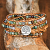 Natural Indian Agate Beads Wrap Bracelets WG093E5-01-1