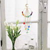 Chakra Natural & Synthetic Gemstone Chips & Brass Ring Hanging Suncatchers HJEW-BM00074-5